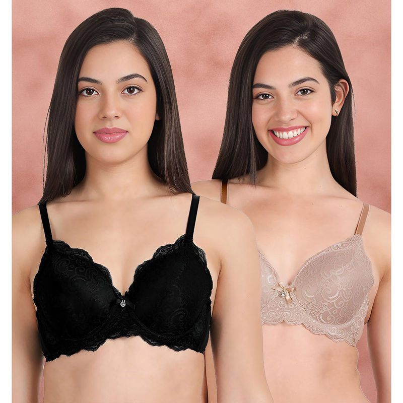 Shyaway Susie By Shyaway Full Cup Lace Padded Wired Bra (Pack of 2) (32D)