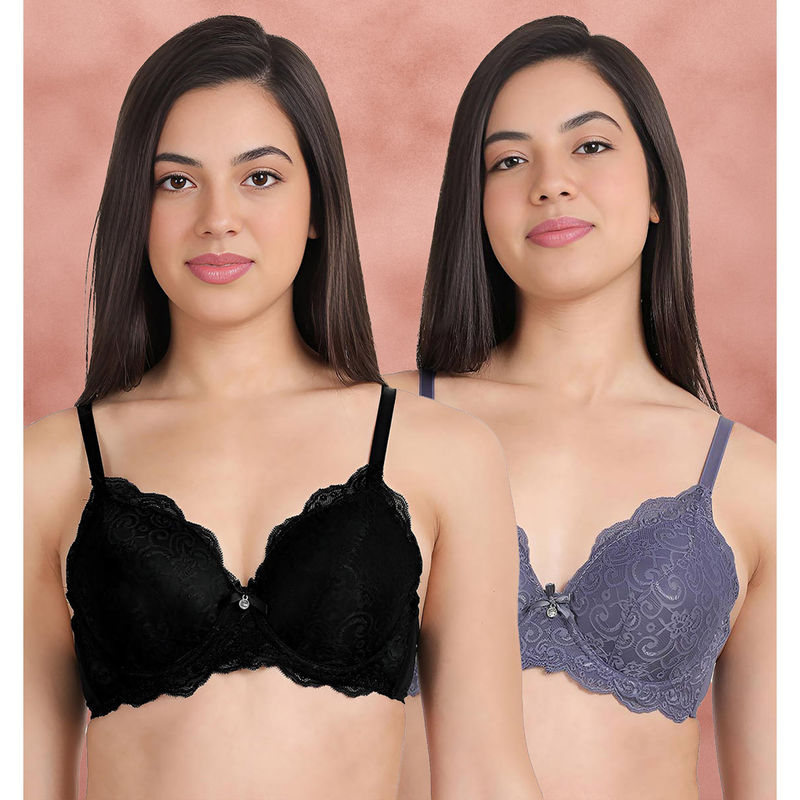Shyaway Susie By Shyaway Full Cup Lace Padded Wired Bra (Pack of 2) (32B)