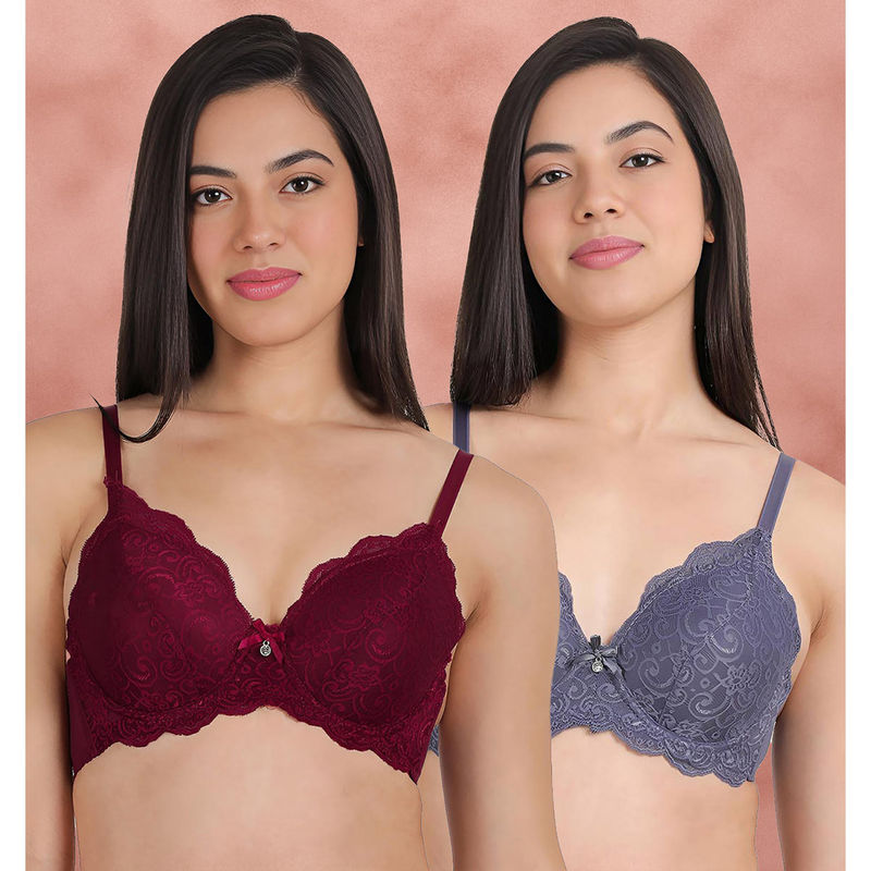 Shyaway Susie By Shyaway Full Cup Lace Padded Wired Bra (Pack of 2) (38C)