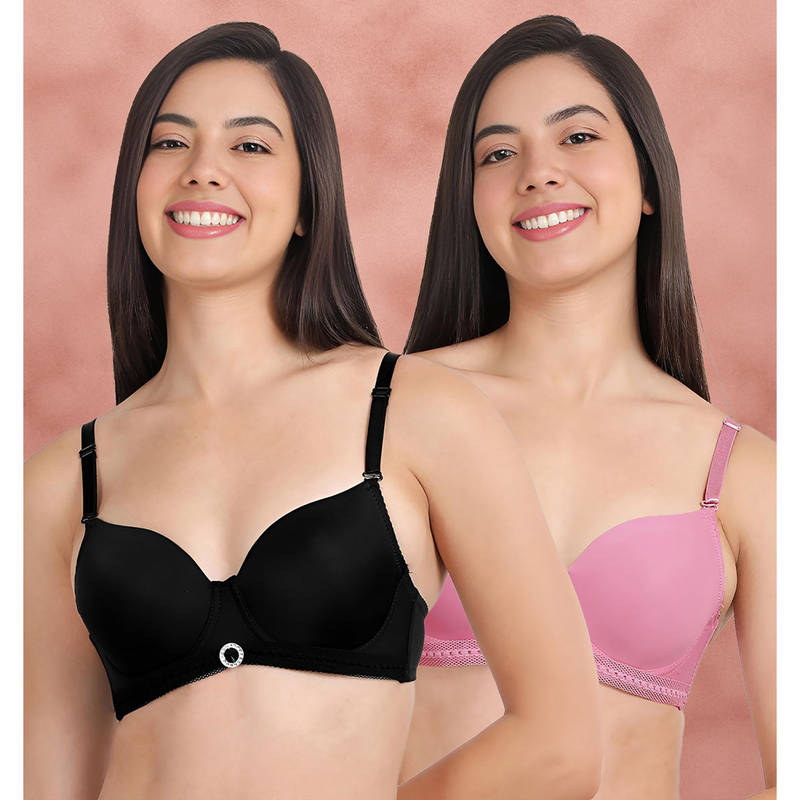 Shyaway Susie By Shyaway Bottom Lace Trim with Charm Wired Bra (Pack of 2) (32D)
