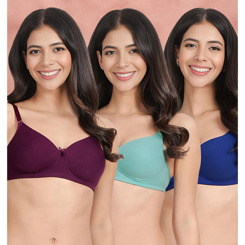 Shyaway Susie By Shyaway Transparent Back Padded Everyday Bra (Pack of 3) (32D)