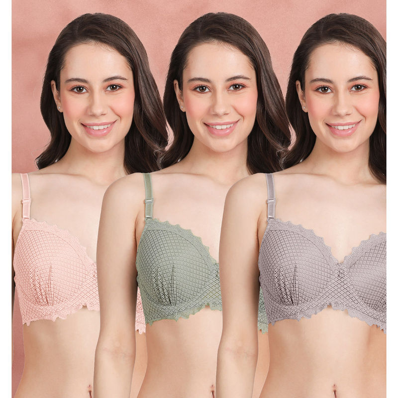 Shyaway Susie By Shyaway Bottom Gathers Padded Wired Bra (Pack of 3) (32C)