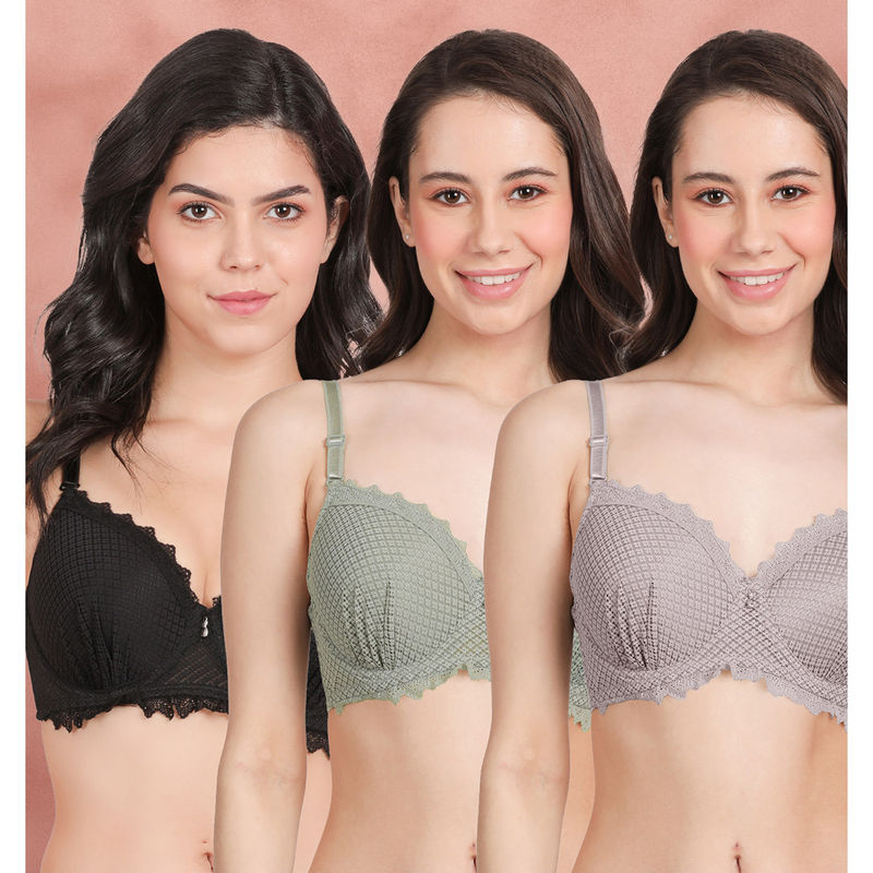 Shyaway Susie By Shyaway Bottom Gathers Padded Wired Bra (Pack of 3) (32C)