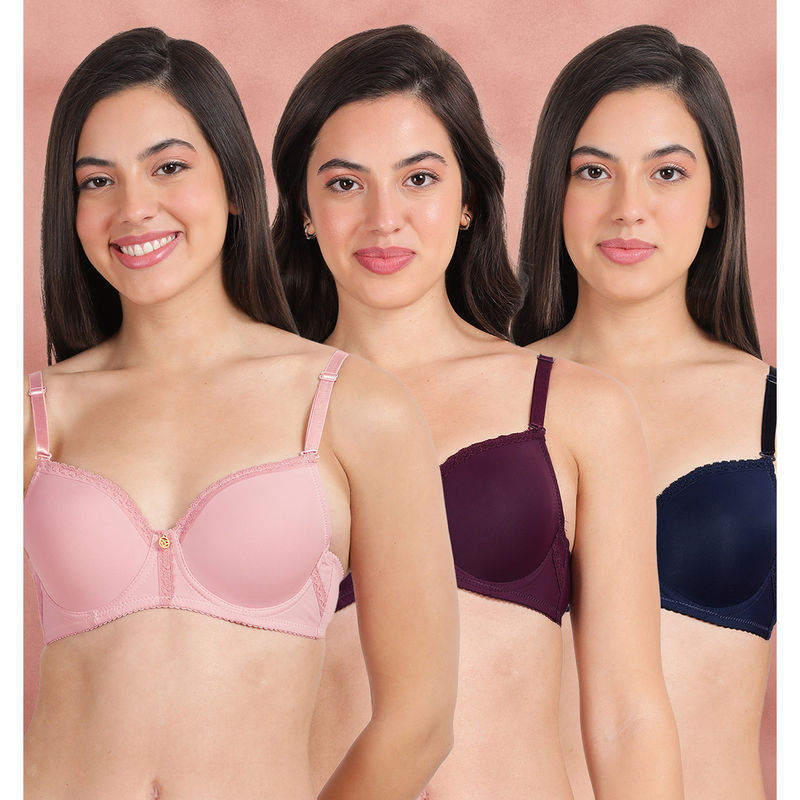 Shyaway Susie By Shyaway Top Lace Wired T-Shirt Bra (Pack of 3) (38D)
