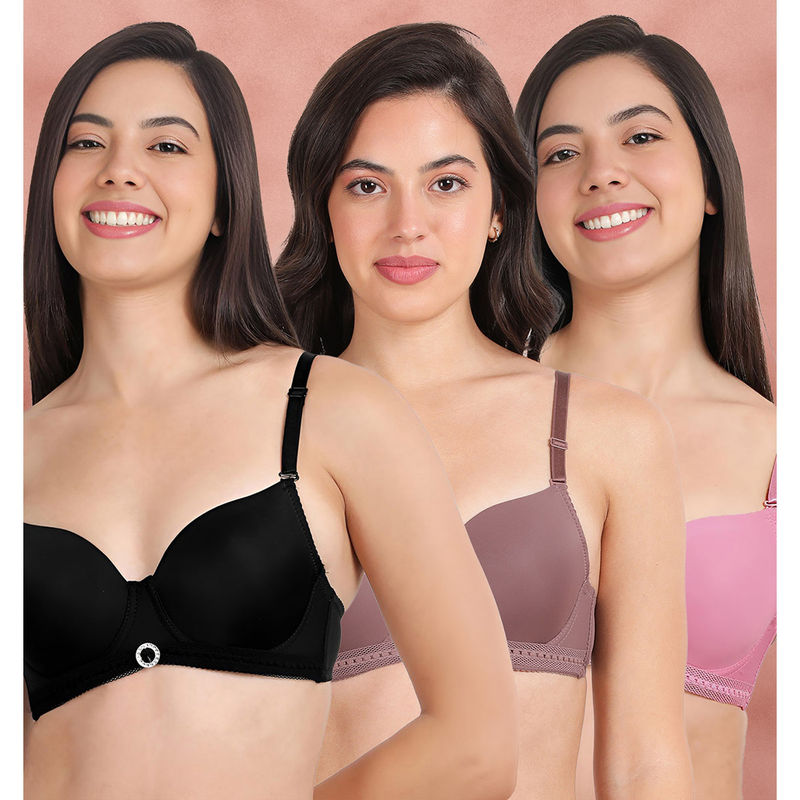 Shyaway Susie By Shyaway Bottom Lace Trim with Charm Wired Bra (Pack of 3) (38D)