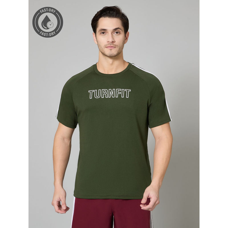 TURNFIT Emerald Green Dry Fit Sports T-Shirt for Men (S)
