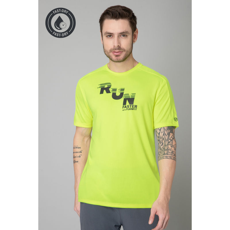 TURNFIT Neon Green Running T-Shirt for Men (S)