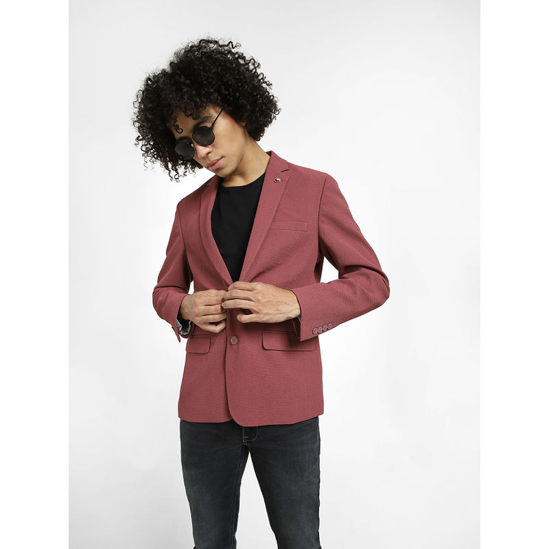 Jack & Jones Men Textured Maroon Blazer (48)