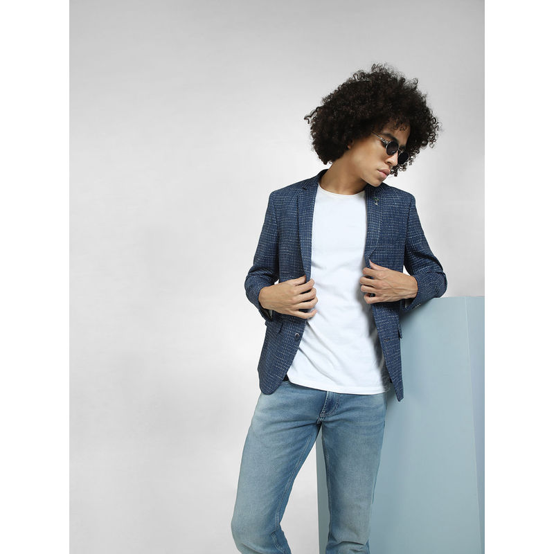Jack & Jones Men Textured Navy Blue Blazer (50)