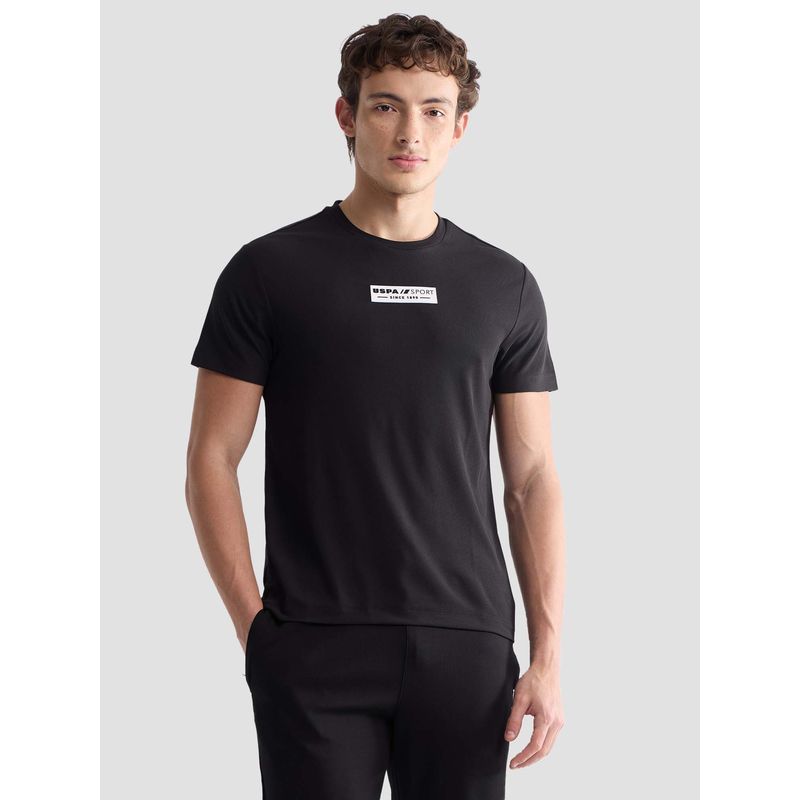 U.S. POLO ASSN. Men Black Nylon Solid/Plain T-Shirt (L)