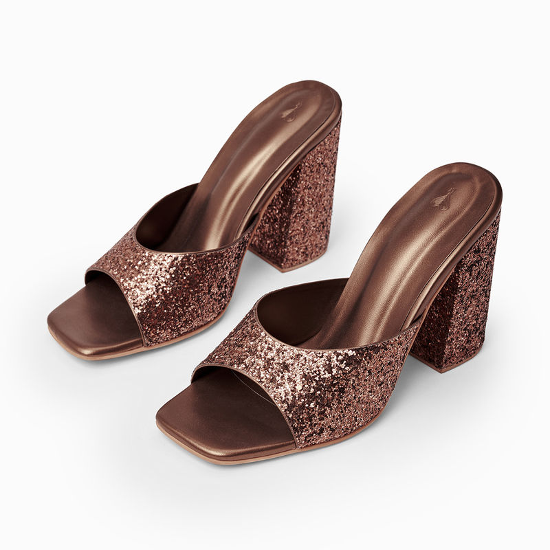 The Label Life Bronze Glitter Block Heels (EURO 36)