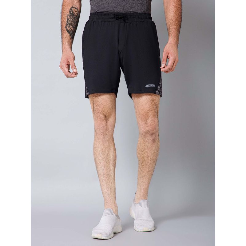 Cantabil Men Printed Above Knee Regular Fit Active Wear Black Shorts (2XL)