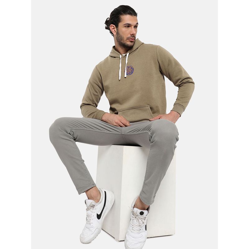 Campus Sutra Men'S Olive Green Orange Mouth Hoodie (XL)