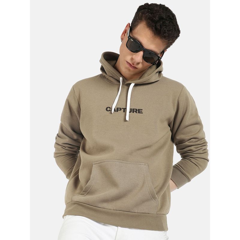 Campus Sutra Men'S Olive Green Capture Hoodie (XL)