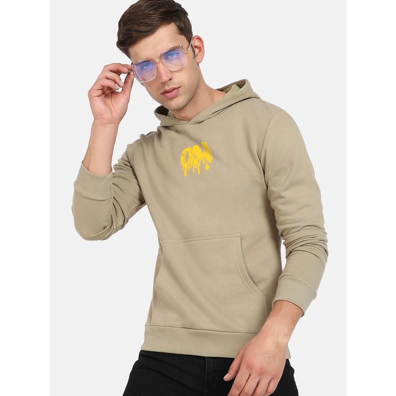 Campus Sutra Men'S Olive Green Dripping On Hoodie (XL)