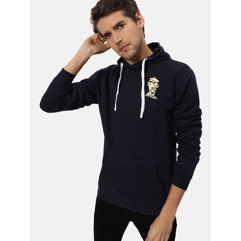 Campus Sutra Men'S Navy Blue Beret Man Hoodie (S)