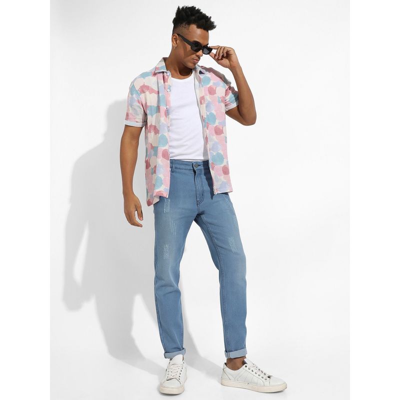 Campus Sutra Men'S Ripped Light Wash Denim Jeans (28)