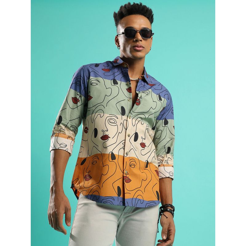 Campus Sutra Men'S Multicolour Face Line Shirt (S)