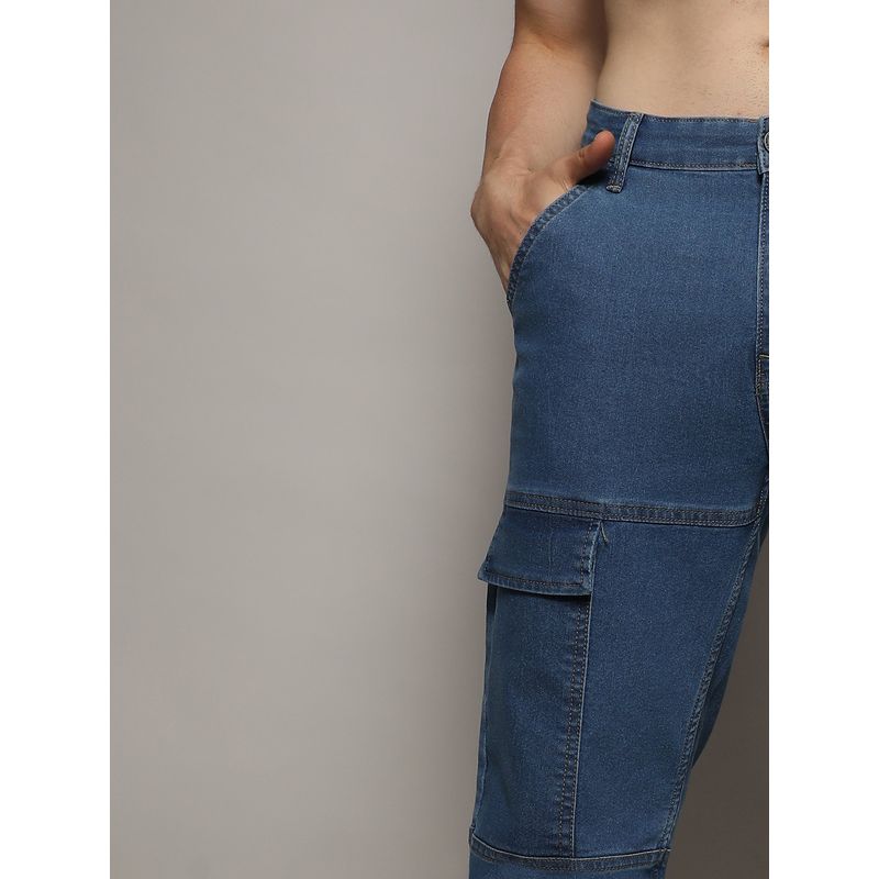 Campus Sutra Mens Panel Patch Pocket Denim Jeans (32)