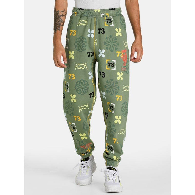 Puma Run It Back Men Green Trackpants (S)