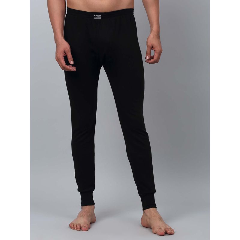 Cantabil Mens Solid Black Thermal Bottom (L)