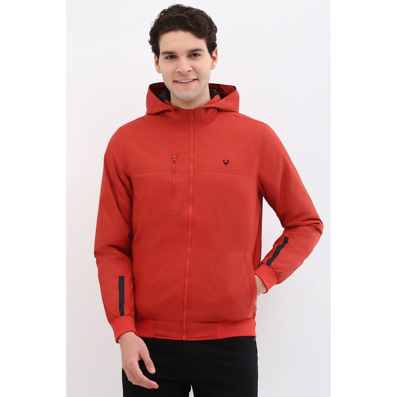 Allen Solly Men Red Solid Full Sleeves Jacket (L)