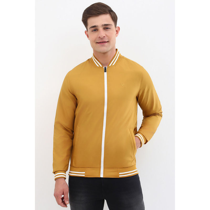 Allen Solly Men Yellow Solid Full Sleeves Jacket (S)