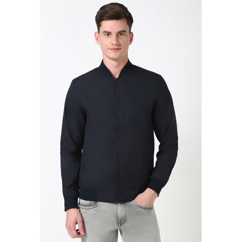 Peter England Men Black Solid Jacket (M)