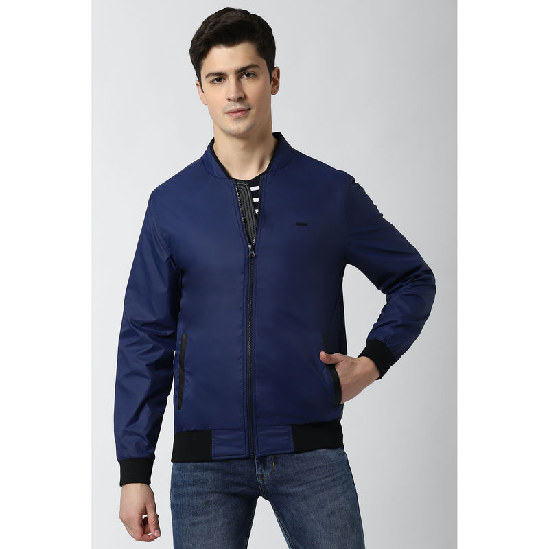 Peter England Men Navy Blue Solid Jacket (M)