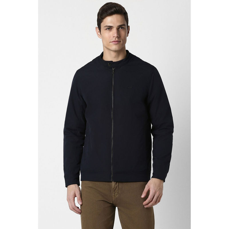 Peter England Men Navy Blue Solid Casual Jacket (L)