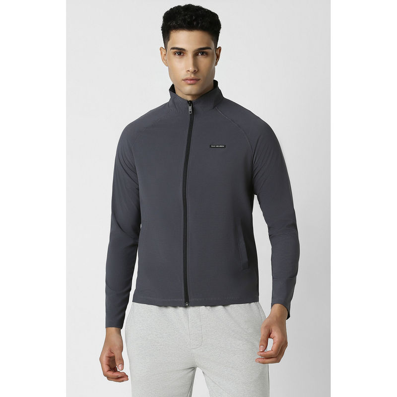 Van Heusen Men Grey Textured Casual Jacket (M)