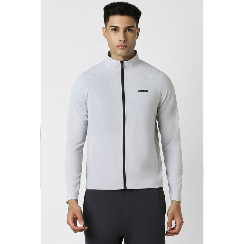 Van Heusen Men Off White Textured Casual Jacket (M)