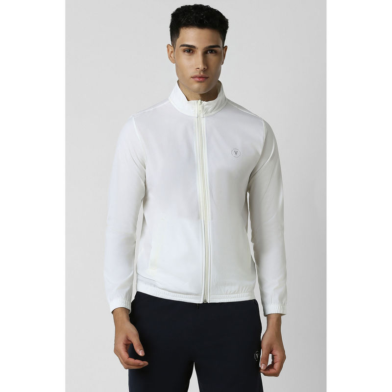 Van Heusen Men White Solid Casual Jacket (L)