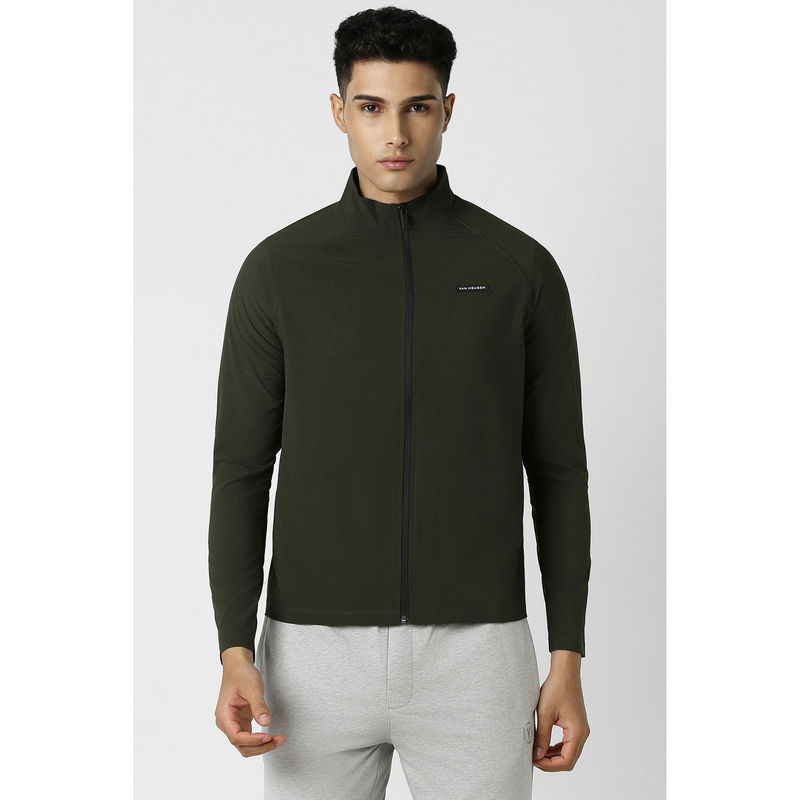 Van Heusen Men Olive Textured Casual Jacket (S)