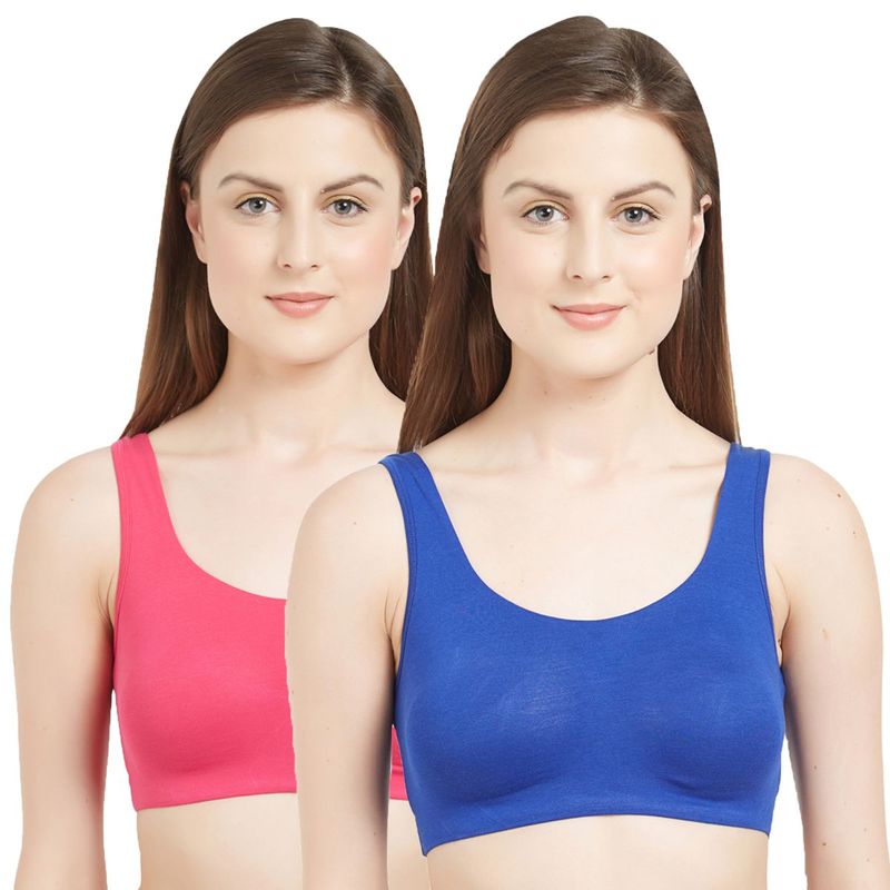 SOIE Women's Non-padded Non-wired Beginners Bra - Pack of 2 - Multi-Color (M)