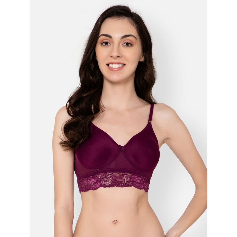 Buy Clovia Cotton Rich Solid Non-Padded Full Cup Wire Free Everyday Bra - Dark  Purple Online