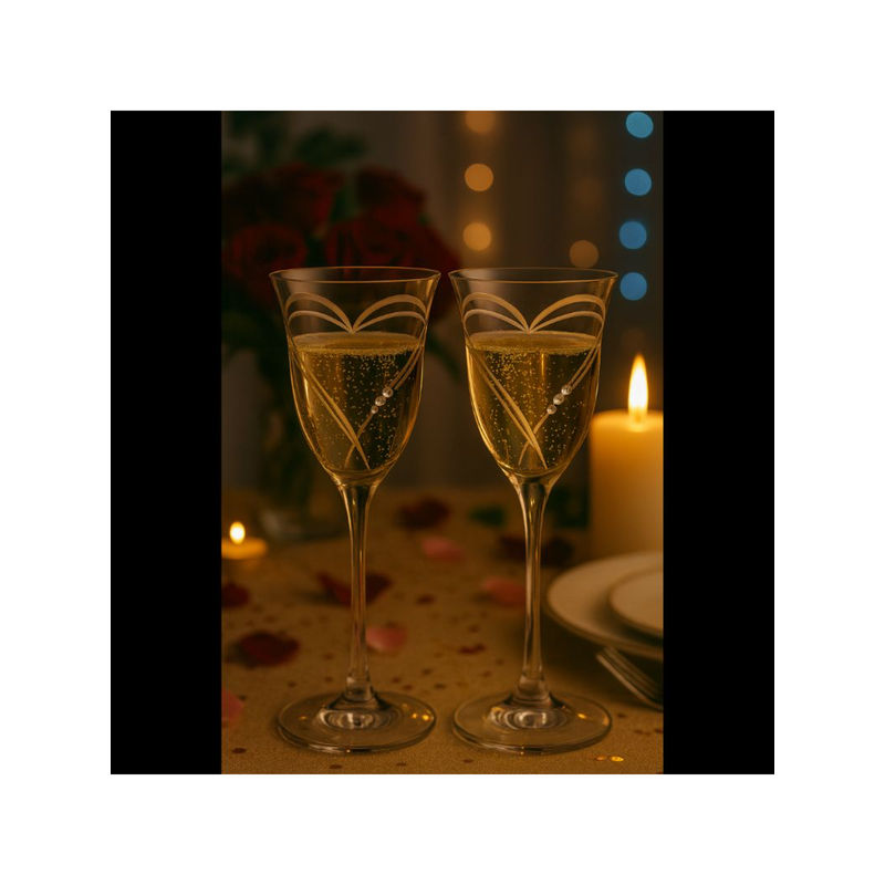 Diamante Transparent Beloved Hearts Wine Glasses (Pack Of 2) (270ml)