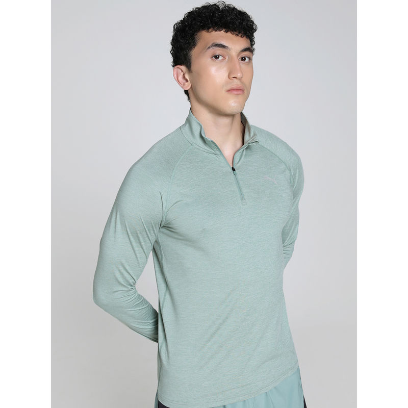 Puma Green Velocity Cloud Spun Men's Zip Running High Neck T-Shirt (S)