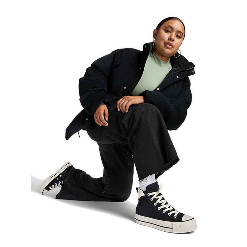 Converse Women Chuck Taylor All Star Puff Lift Cozy Platform Leather High Top Sneakers (UK 3)