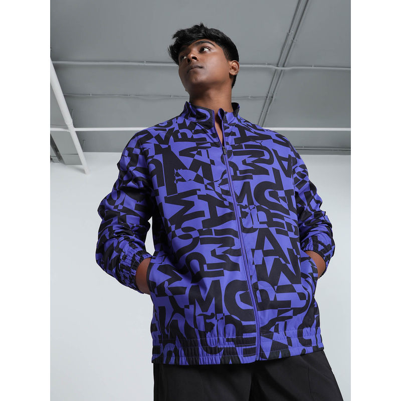 Puma Blue Printed Bomber Jacket (XL)