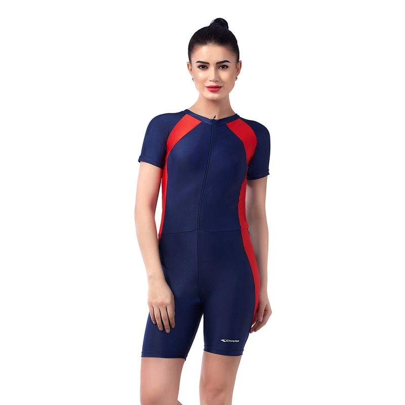 Veloz Poly Spandex|Unisex|Multisport Suit|Skating|With Color Patches on Bothsides - Navy Blue (S)