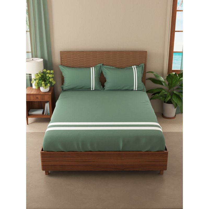 Buy Nautica Cotton King Bedsheet with 2 Pillow Covers 3Pc Set Solid
