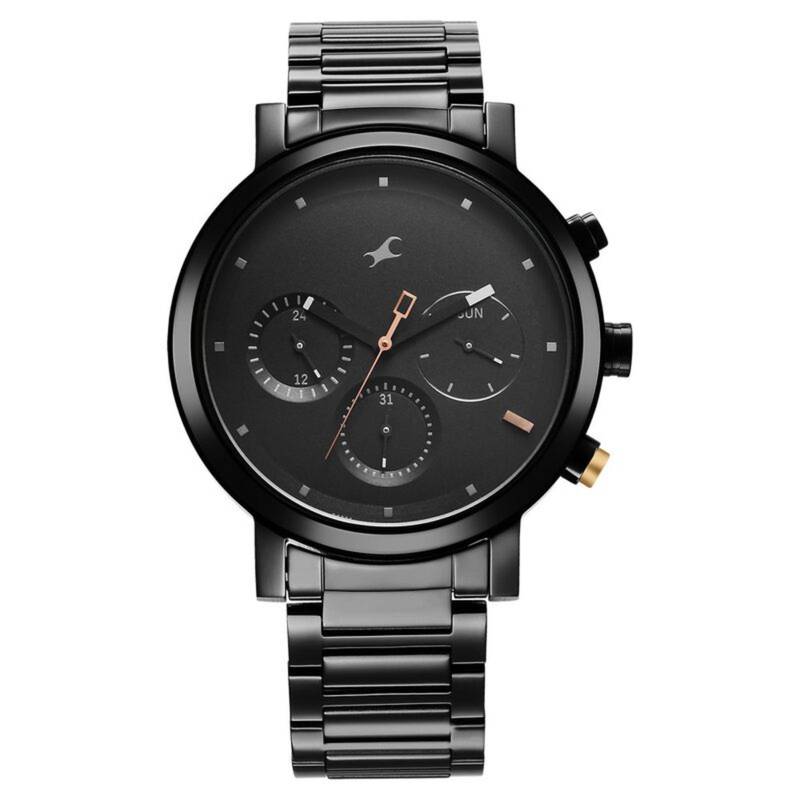 Buy Fastrack Tik Tock 4 Black Dial Stainless Steel Analog Watch 