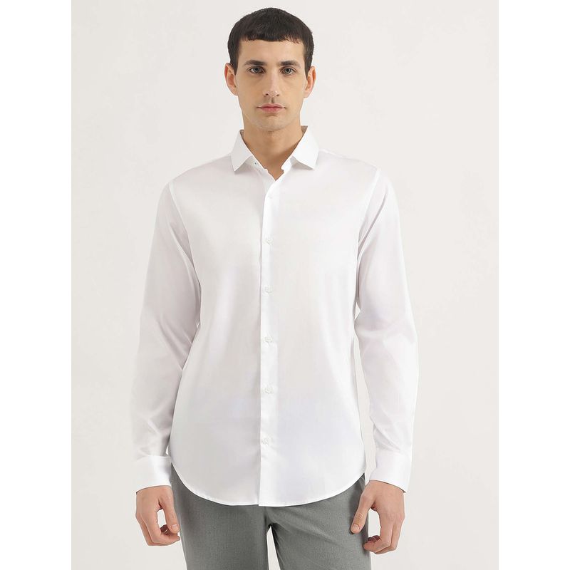 United Colors of Benetton Slim Fit Cut Away Collar Solid Shirt (L)