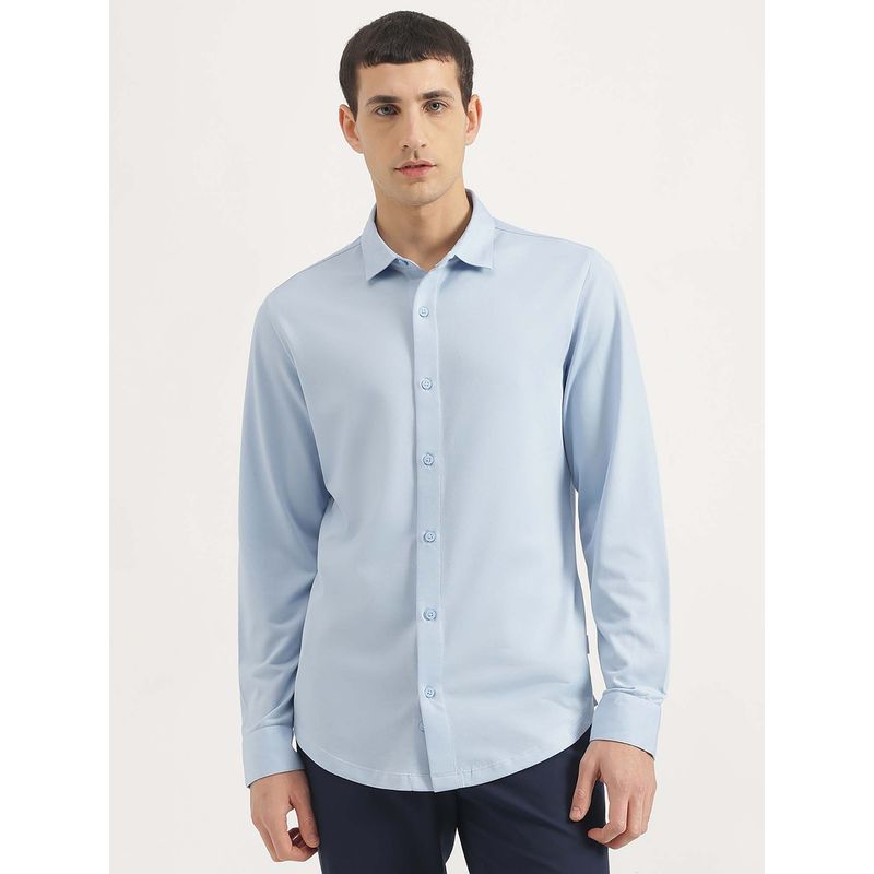 United Colors of Benetton Slim Fit Spread Collar Solid Shirt (L)
