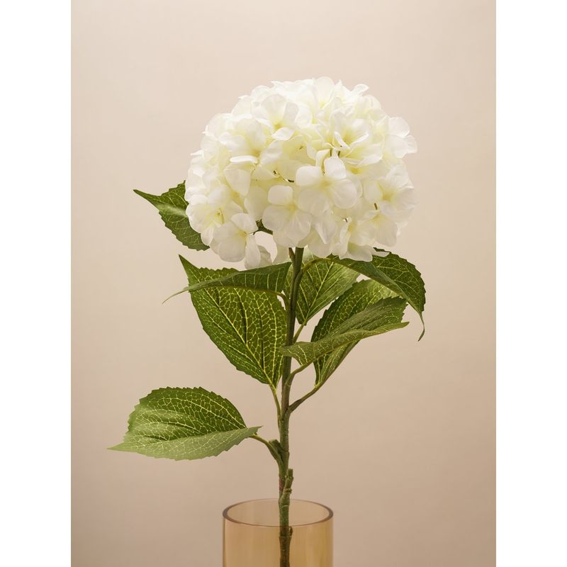 Buy Pure Home + Living White Hydrangea Faux Flower with Leaf Single Online