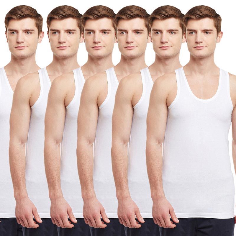 BODYX Pack Of 6 Basic Vest - White (4XL)