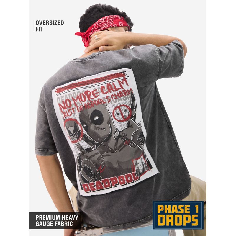 The Souled Store Official Deadpool No More Calm Oversized T-Shirt (XL)