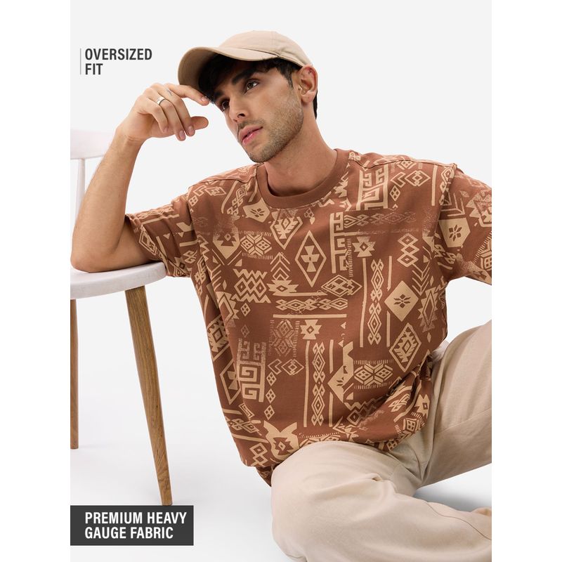 The Souled Store Originals Spirit Mosaic Oversized T-Shirt (XL)