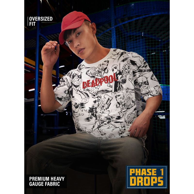 The Souled Store Official Deadpool Action Packed Oversized T-Shirt (2XL)